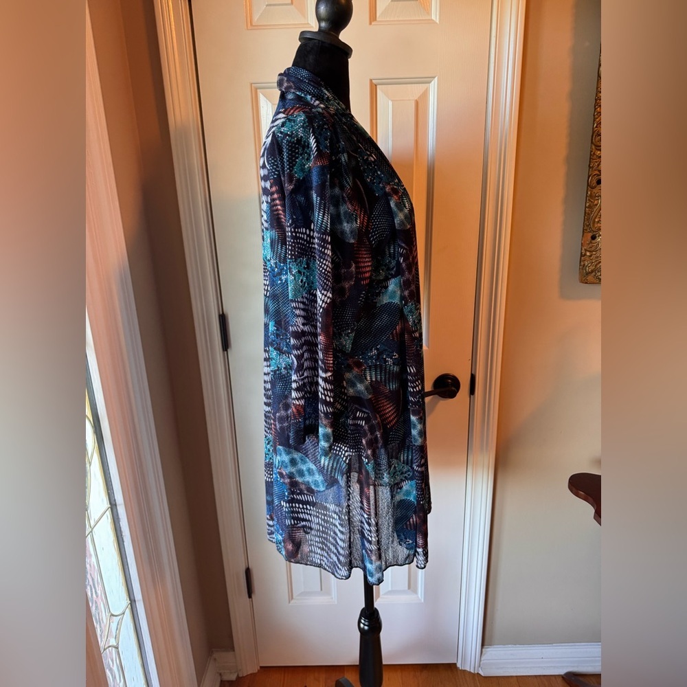 Creation Colorful Patterned Open Cardigan Size X-… - image 8